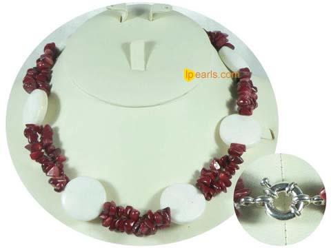 elegant red and white coral necklace on wholesale